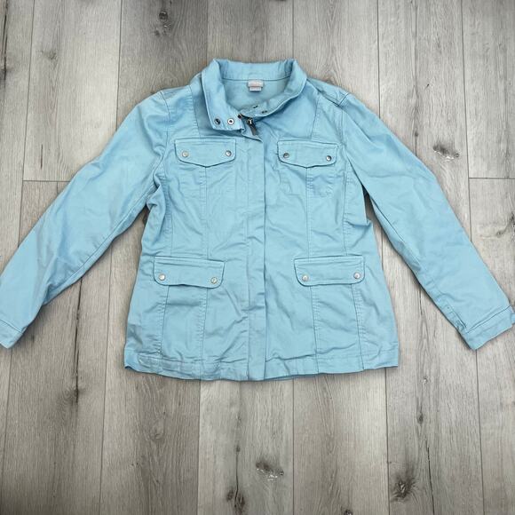 Chicos Powder Blue Women’s Denim Jacket Size 1 US Size 8/10 - Picture 2 of 8